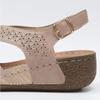 Melting Brown Women Wedge Heel Sandals Punching Strap Vacation Sandals