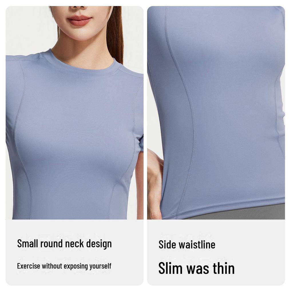 Juyitang Damskie Oddychające Top Sportowy do Jogi Szybkoschnący - Letni Krótki Rękaw Odzież Fitness