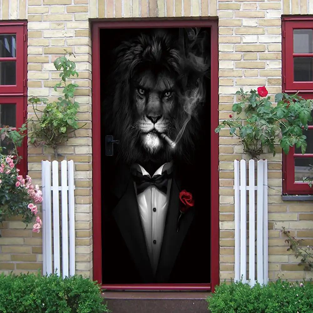 Retro Themed Kitchen Decoration PVC Door Sticker - a Festive Door Decoration That Can Be Easily Removed, Suitable for Kitchen, Guest Room