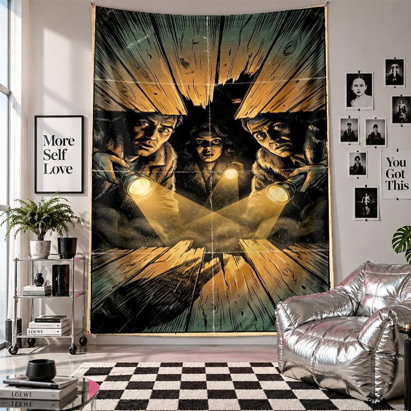 Wall TapestryDie drei Fragezeichen Art Hanging Cloth Decorative Background Cover for Room Decoration