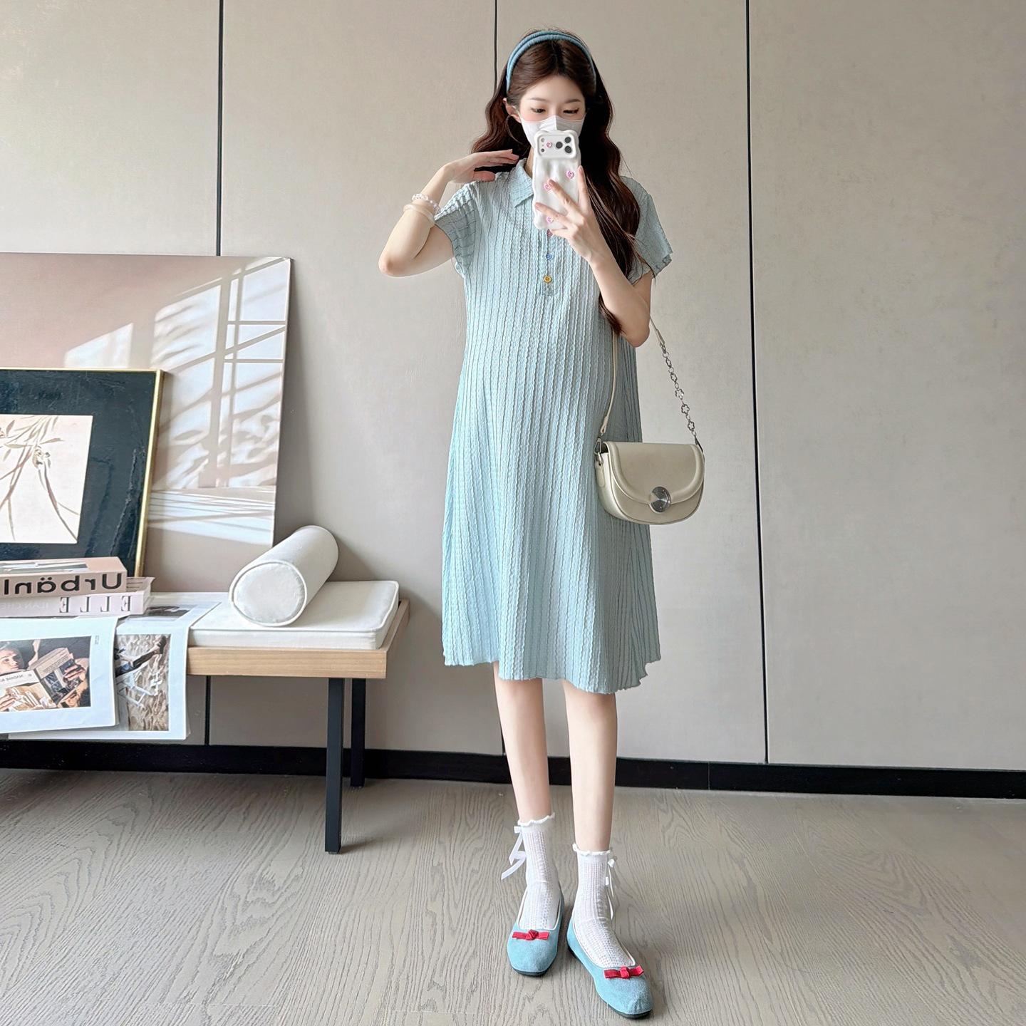 2026 Summer Ice-Fee Maternity Polo Dress XL