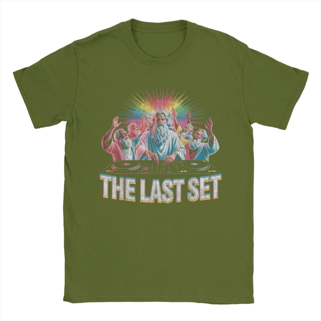 Jesus Last Set Glitchy DJ EDM Techno Rave T Shirt Beach  Cotton TShirts For Mens Short Sleeve Streetwear Top Tees