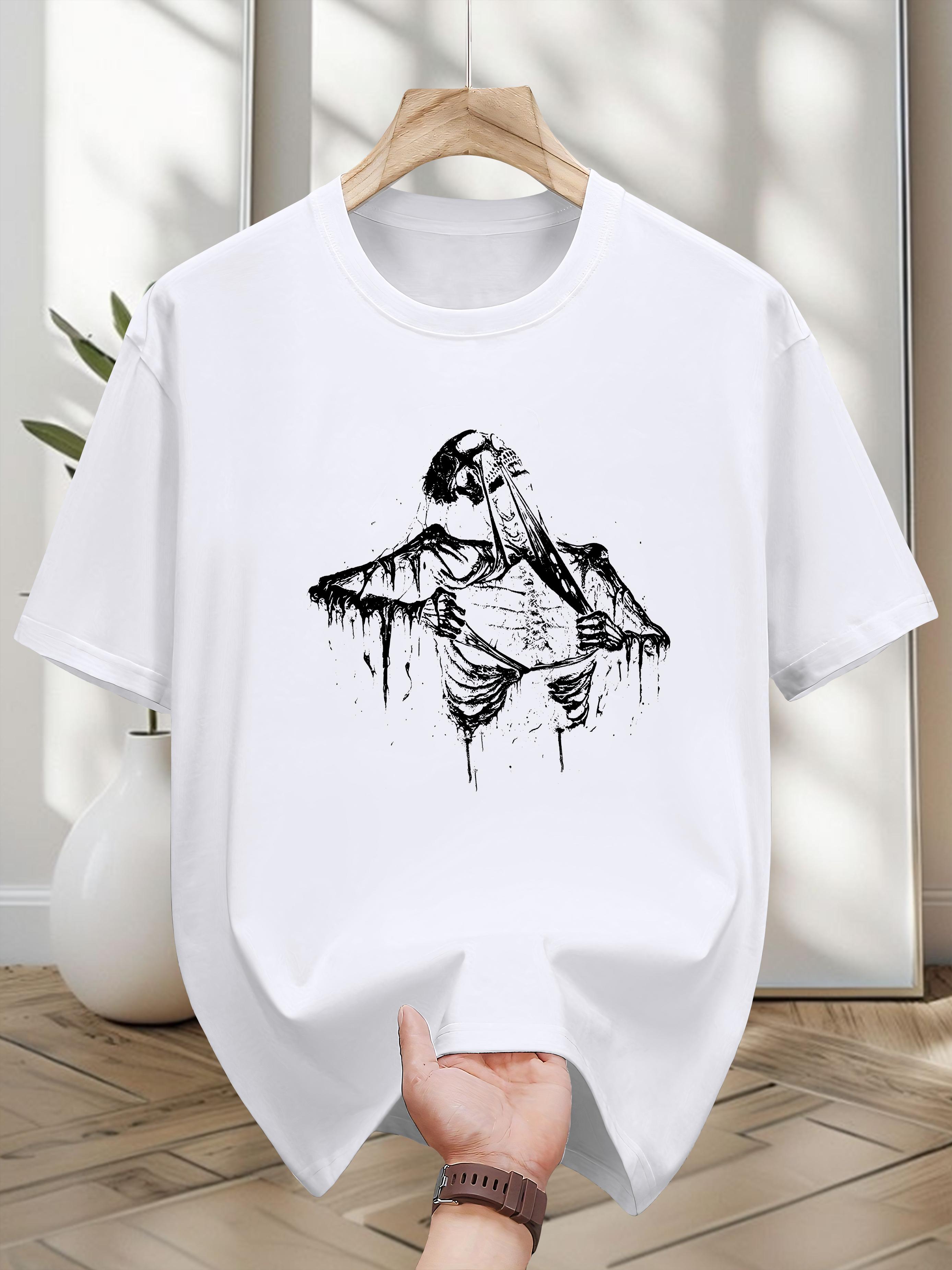 

Niuwang Selection 200g 100% Cotton Short Sleeve T-shirt - Black Geometric Print Casual Crew Neck Tee XXXL