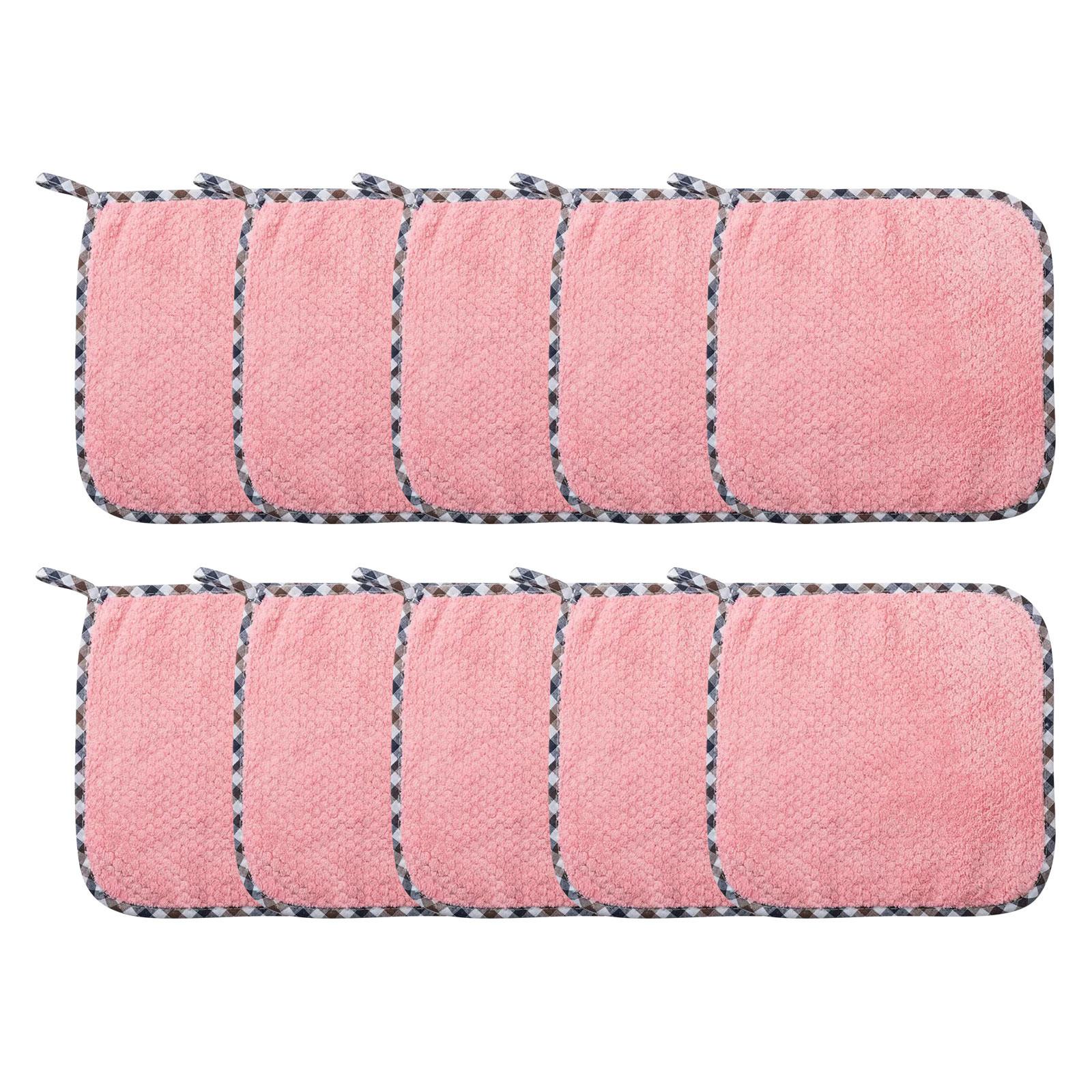 

10 шт. полотенце, многоразовые кухонные тряпки для бара, моющиеся салфетки из микрофибры, дворник для протирки кухонного стола, оконное стекло One Size розовый