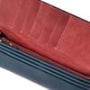 Tachiya Tochigi Leather Two-Tone Long Wallet with Internal Zipper, Navy Tochigi Leather