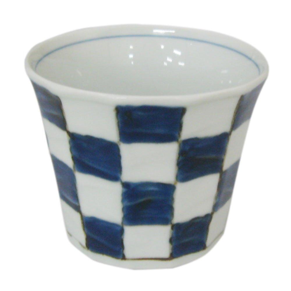 

Arita ware Souta kiln Checkered pattern Chamfered rock cup Blue 301940 синий