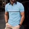 Summer men's short-sleeved POLO shirt Fashion casual comfortable breathable striped design sports men's short-sleeved Polo shirt