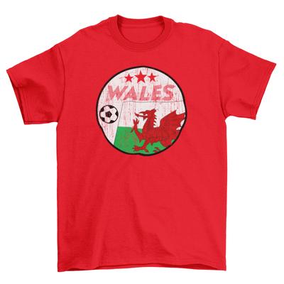 WALES Football T-Shirt Retro Circle, Adults Kids Or Baby, 6 Nations Welsh