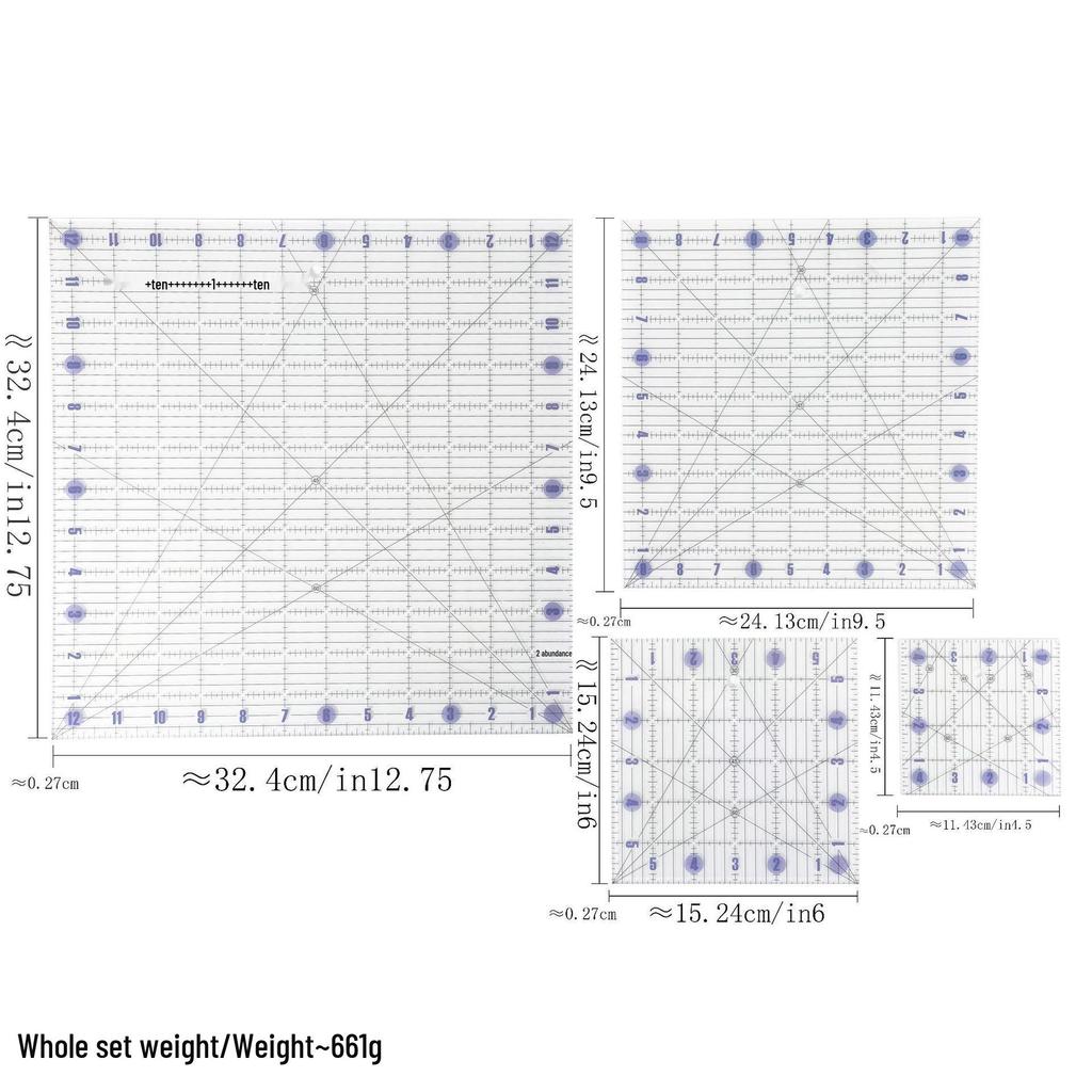 Acrylic Irregular 90° Sewing and Patchwork Ruler for Fabric Cutting