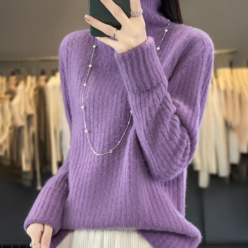Women's Cashmere Sweater Qinghe Cashmere 30% Cashmere 70% Wool Women's Autumn and Winter Cashmere Pullover Soft and Warm