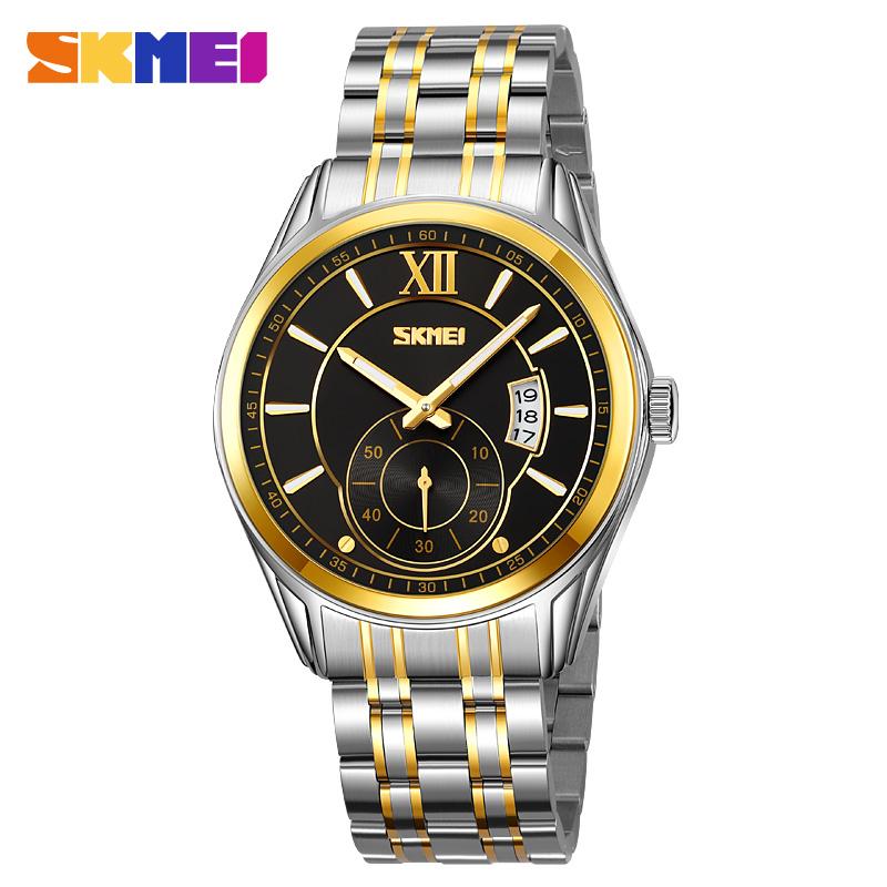 SKMEI 9319 Brand Fashion Trend Men Watch Waterproof Steel Calendar Luminous Quartz Watch Business Clock Gift Wristwatches