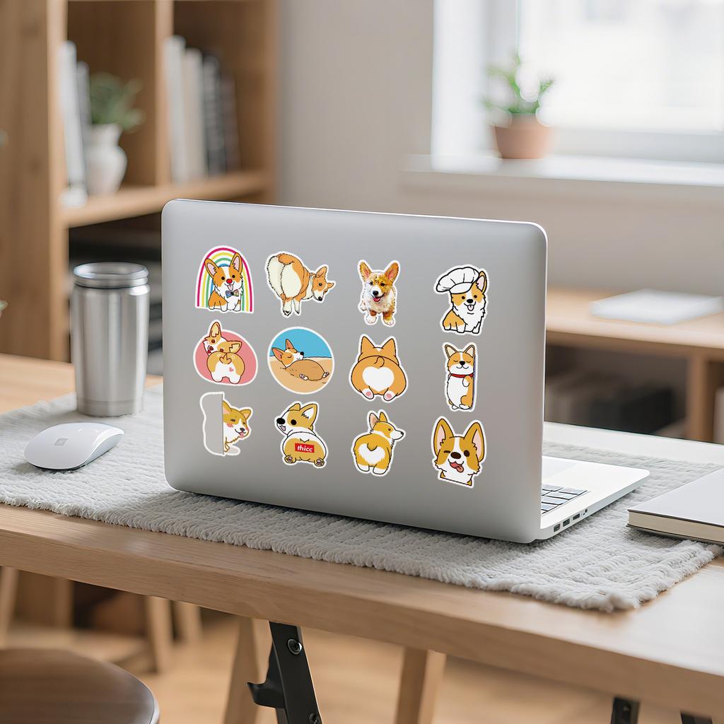 50 Cartoon Cute Corgi Dog Laptop Suitcase Skateboard Water Cup Doodle Decorative Stickers