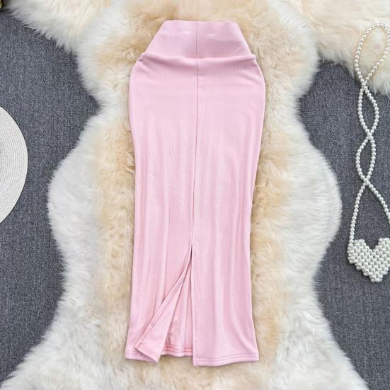 Dámská midi sukně jednobarevná s rozparkem vzadu, s vysokým pasem, rybího střihu, obepínající boky, do kanceláře, pouzdrová sukně