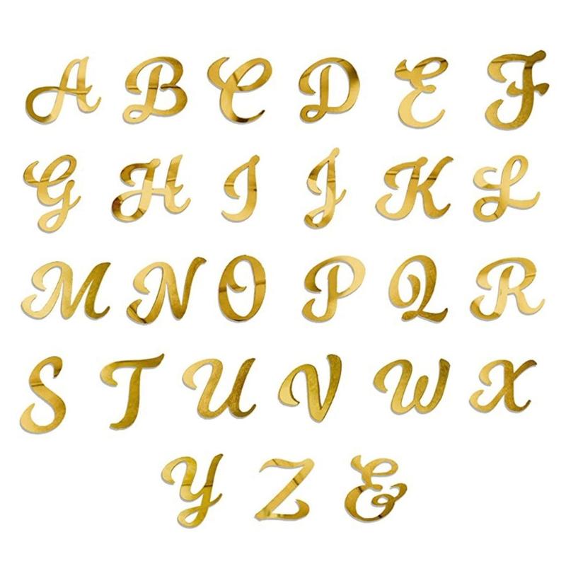 

26Pcs Gold Acrylic Alphabets Cake Toppers, Mirrored Gold Letter Picks for Name Cake Decorations 1