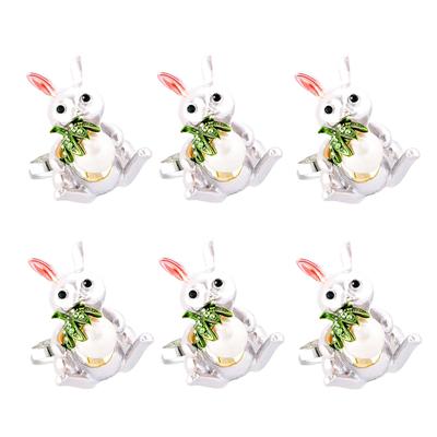 Ronds de Serviette en Métal Lot de 6 Ronds de Serviette Oreilles de Lapin Pâques Printemps Lapin Porte-Anneaux pour Décoration de Fête de Pâques