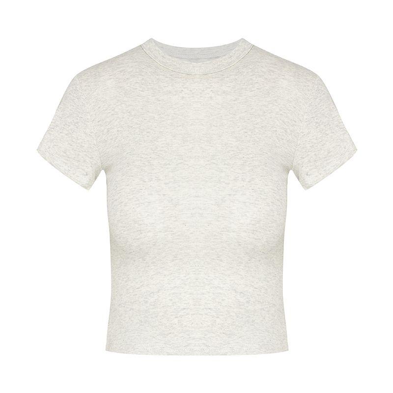 Basic Style Silm Pullover Tops round Neck Short Sleeve T-shirt