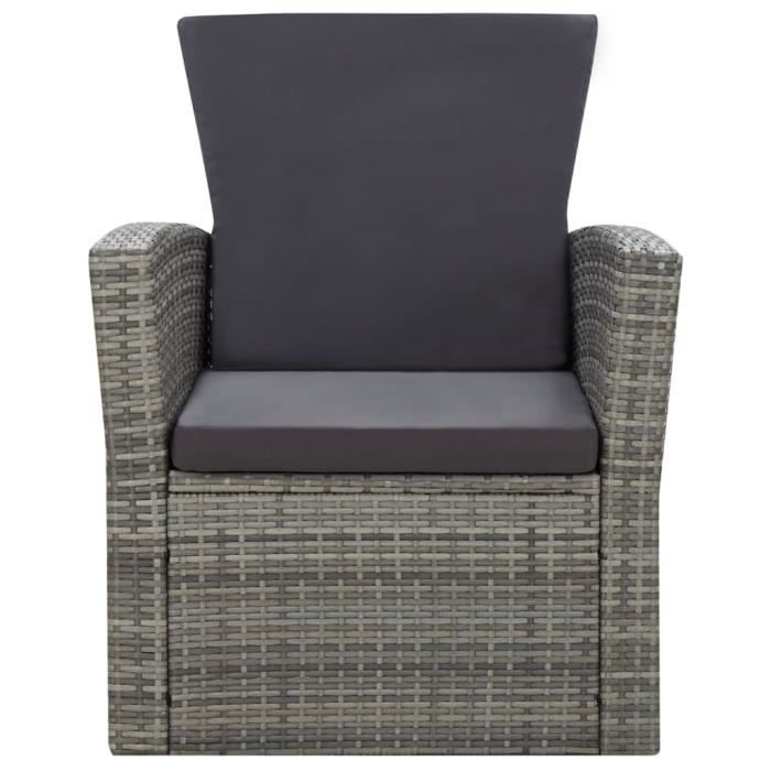 VidaXL Garden Lounge Set 4 Pcs with Cushions Wicker Resin Grey