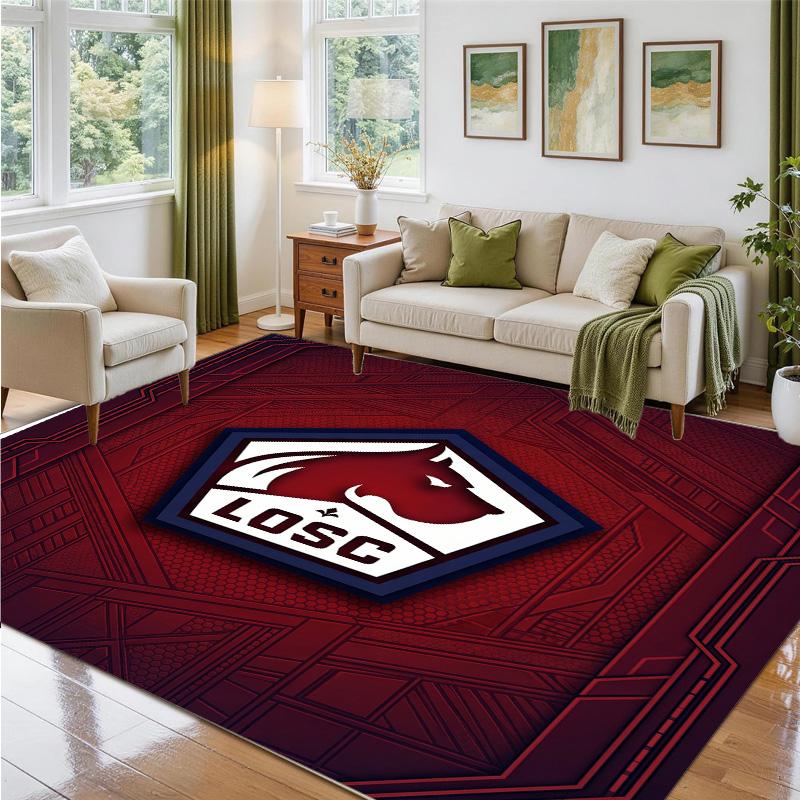 LOSC Lille FC Design Crystal Velvet Rug Soft Decorative Mat for Bedroom Entrance
