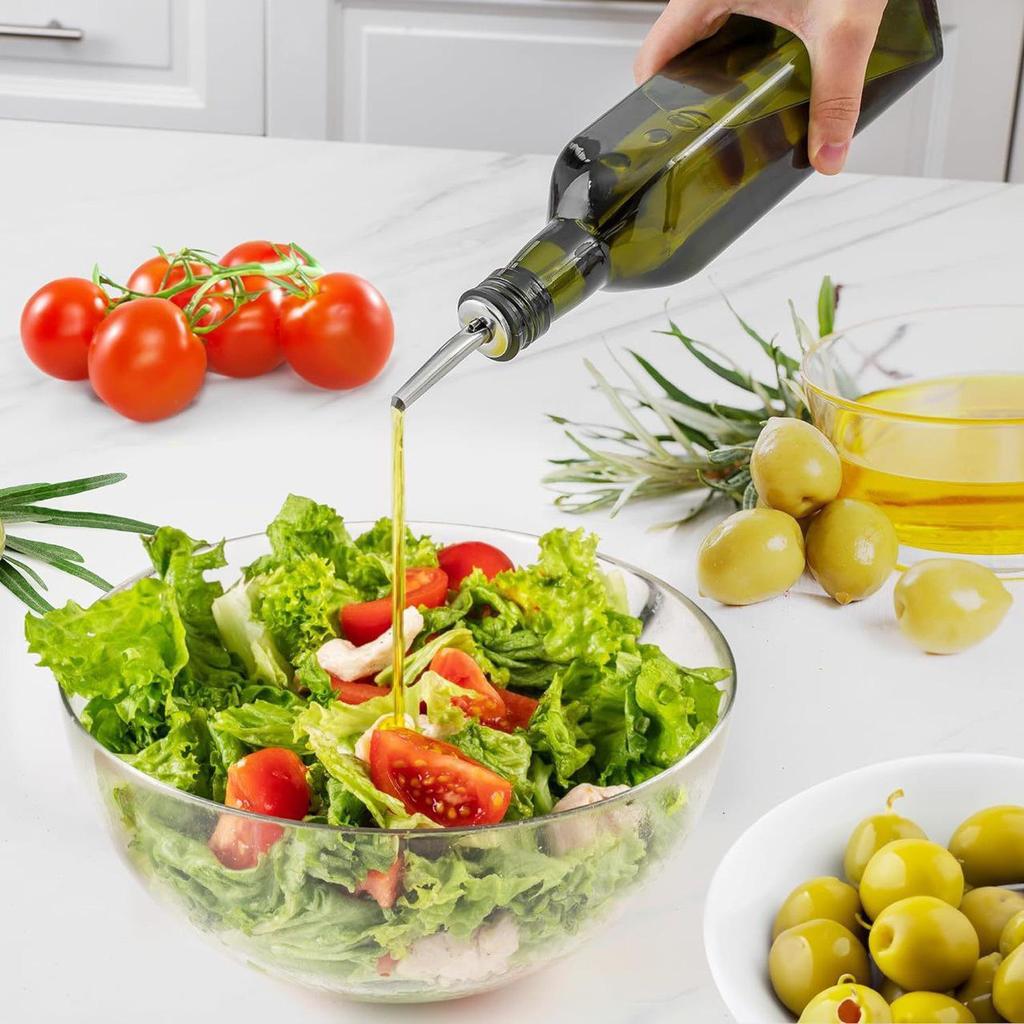 Transparent Automatic Oil Bottle In Dark Green Glass for Kitchen Use