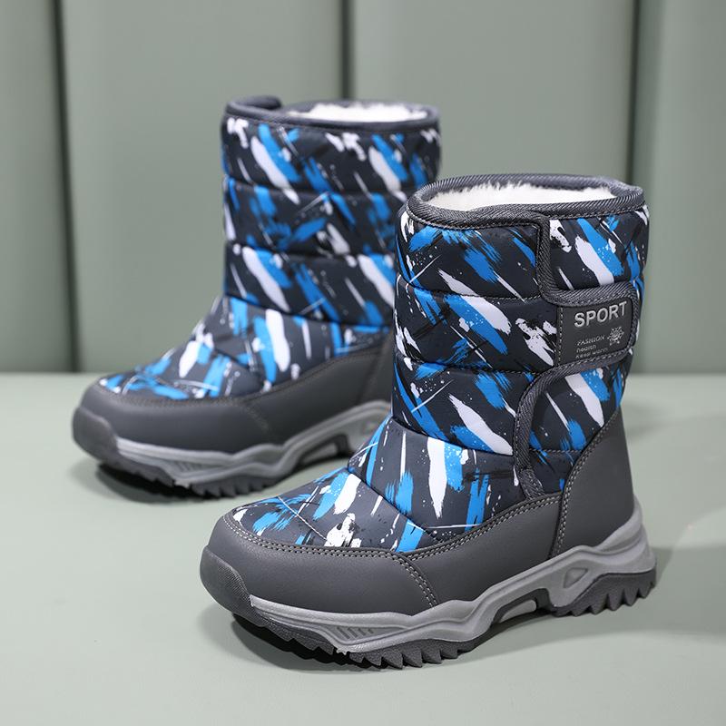 2024 Kinder High-Top Schneestiefel: Jungen Dicke Samt Warme Baumwollschuhe für Winter