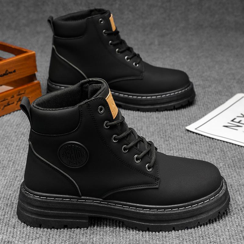 Rhubarb Boots, Autumn and Winter Plus Size Martin Boots, Waterproof, Non-slip Hiking Shoes, Casual Labor Protection Shoes