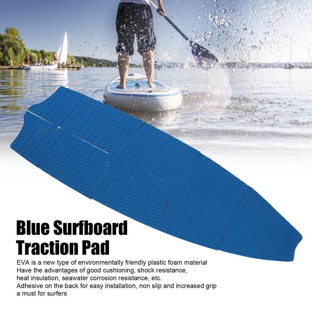 9Pcs Blue Surfboard Traction Pad EVA Paddle Board Traction Pad Anti Slip Deck Mat Surf Accessories