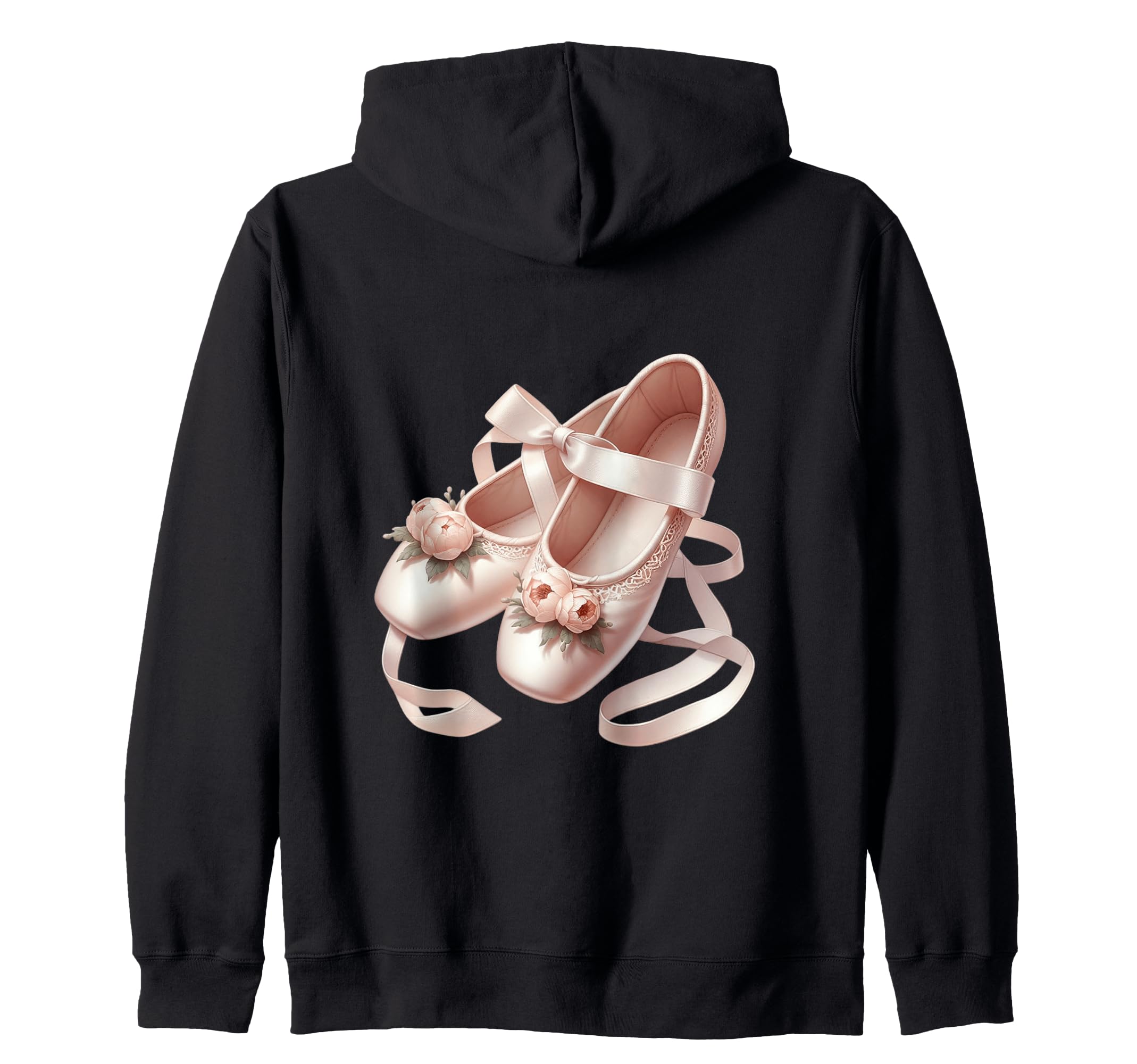 

Lovely ballet slippers decorated with ribbons and peonies. Zip-up hoodie. чёрный