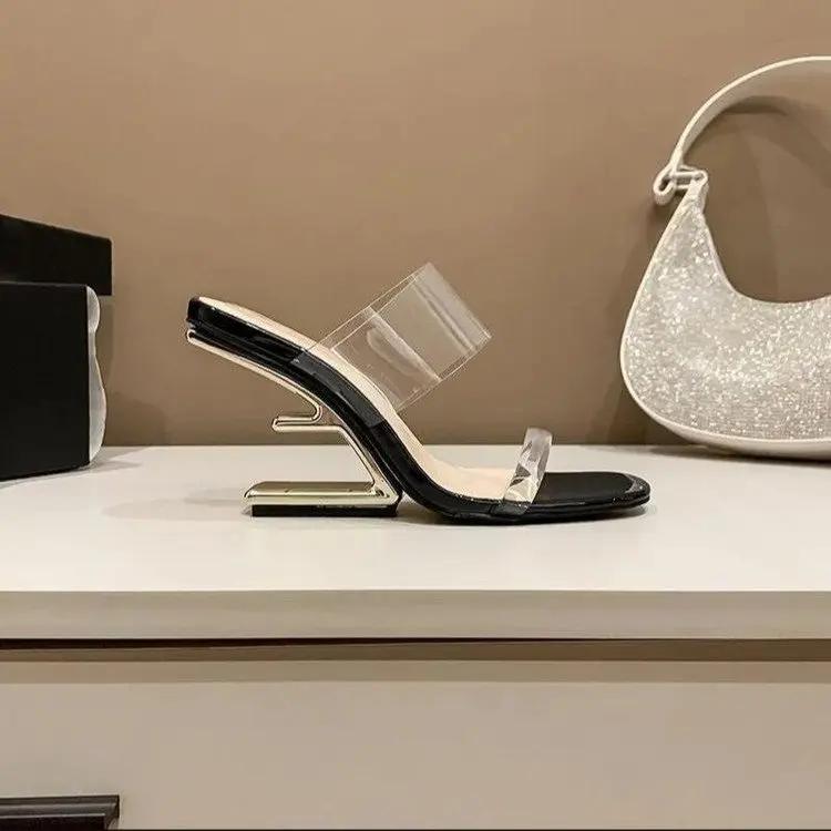 

Fashion New Fashion Trend Women s Single Shoes Special-shaped Heel High Heel Half-support Simple Banquet Fashion Women s Shoes 34