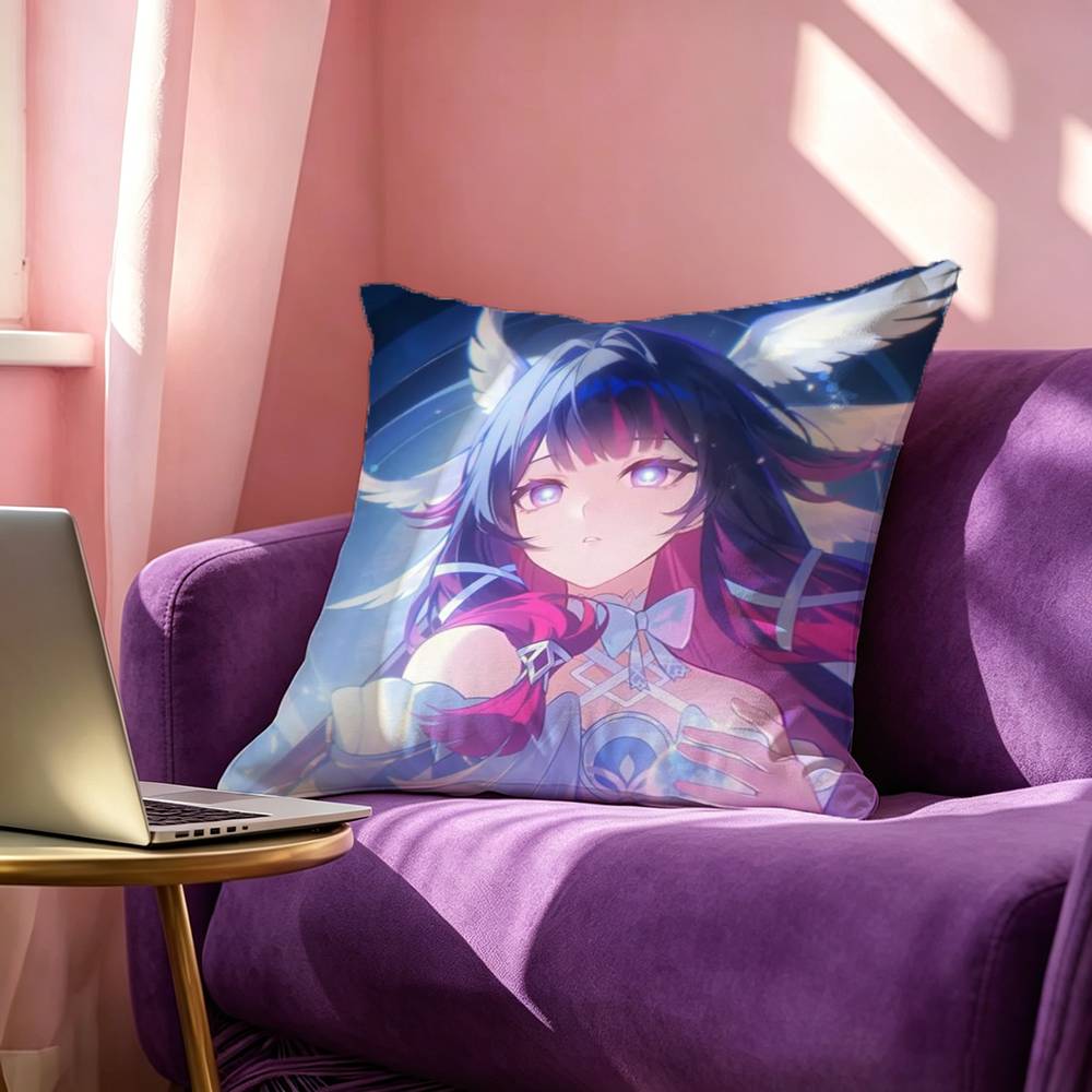 G-Genshin Columbina Impact Square Double-Sided printed Pillow Case Bedroom Bedside Pillow Sofa Cushion Cover