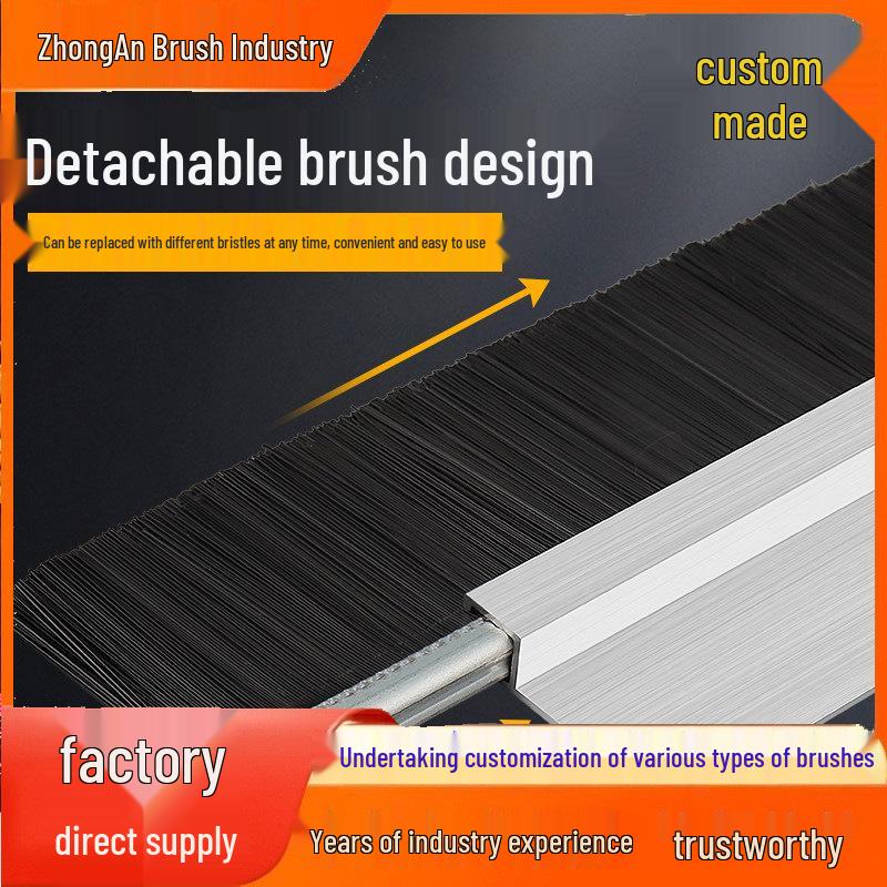 Aluminum Alloy Dustproof Bristle Brush: Industrial, Machine Tool, Cabinet, Door Sealing Metallic; H-type bristle 10mm height 1m each