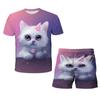 Neonati maschi Abbigliamento Animali gatto 3D T-shirt Set Estate Bambini Abbigliamento casual Set di cartoni animati per ragazzi Ragazze 1-14 anni Vestito per bambini