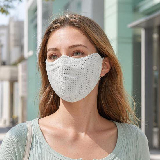 Ice Silk Face Guard, Washable Cooling Sunscreen Face Shield, Breathable Holes Face Protector with Elastic Ear Loop for Outdoor Cycling Hiking Fishing
