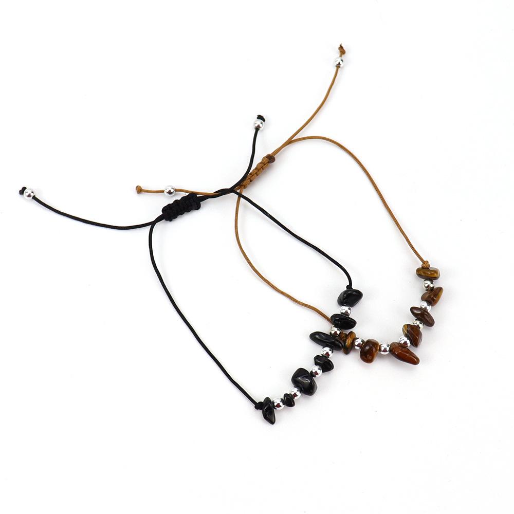 Crystal Beaded Gravel Bracelet Adjustable Stone Hand Rope B88