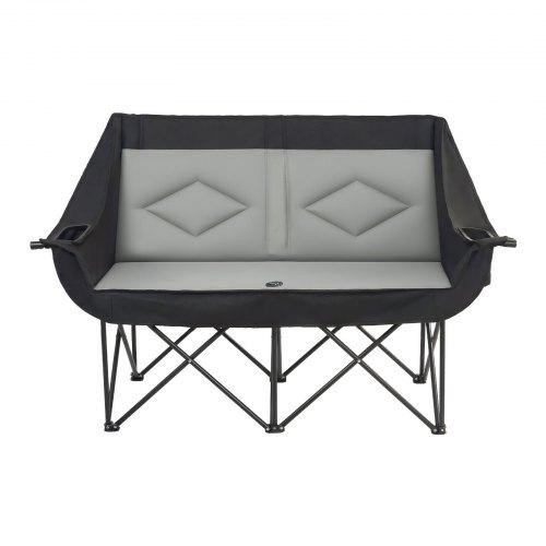 VEVOR Double Camping Chair, Oversized Two Person Camp Chair with 660 lbs Heavy Duty Support, with Dual Cup Holders, Wine Glass Holders