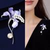New Fashion Pretty Enamel Imitate Pearl Flower Brooches For Women Lily Flowers Plants Brooch Pins Party Jewelry Accessories Gift