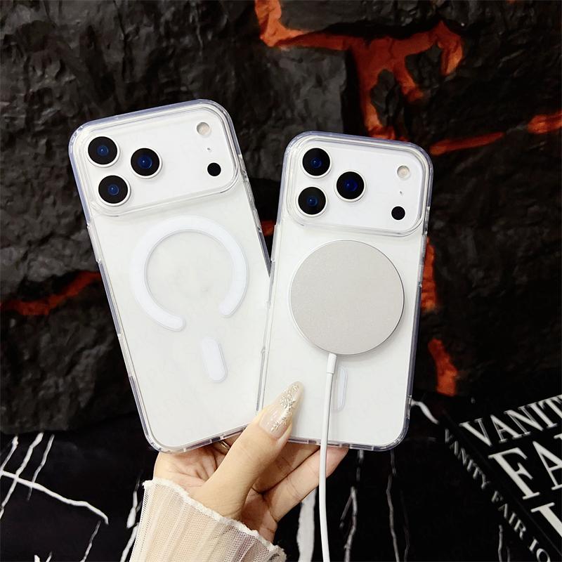 Originální magnetický bezdrátový nabíjecí kryt pro Magsafe pro iPhone 17 Air 16 15 14 13 12 11 Pro XS Max Mini XS XR Plus Průhledný kryt