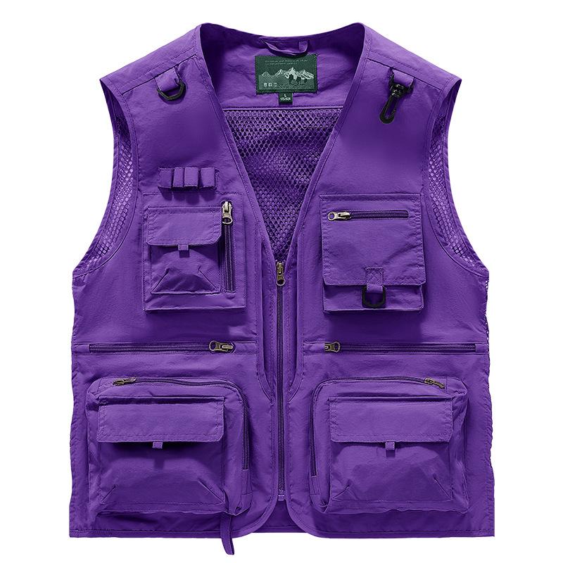 Men S Loose Sleeveless Multi Pocket Zipper Vest For Fishing Photography