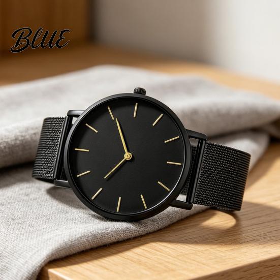 Milanese Woven Band Watch Men Mesh Minimalist Quartz Analog Simple