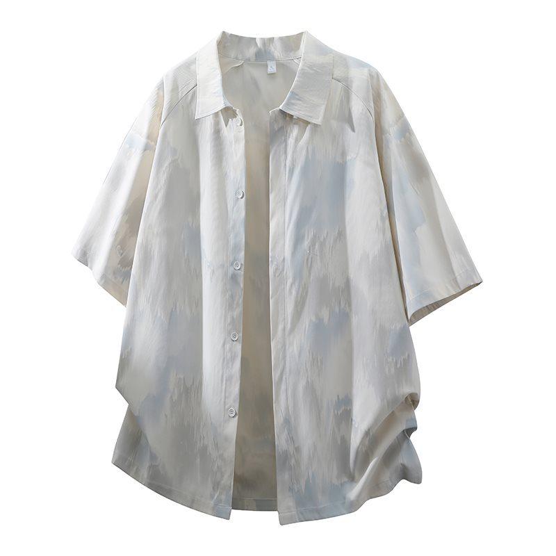 2026 Summer Men s Ice Silk Tie-Dye Gradient Cool Touch Short-Sleeve Shirt 3XL