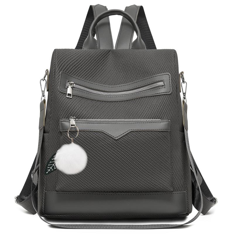 Однотонный рюкзак женский водоотталкивающий многофункциональный сумка через плечо чёрный