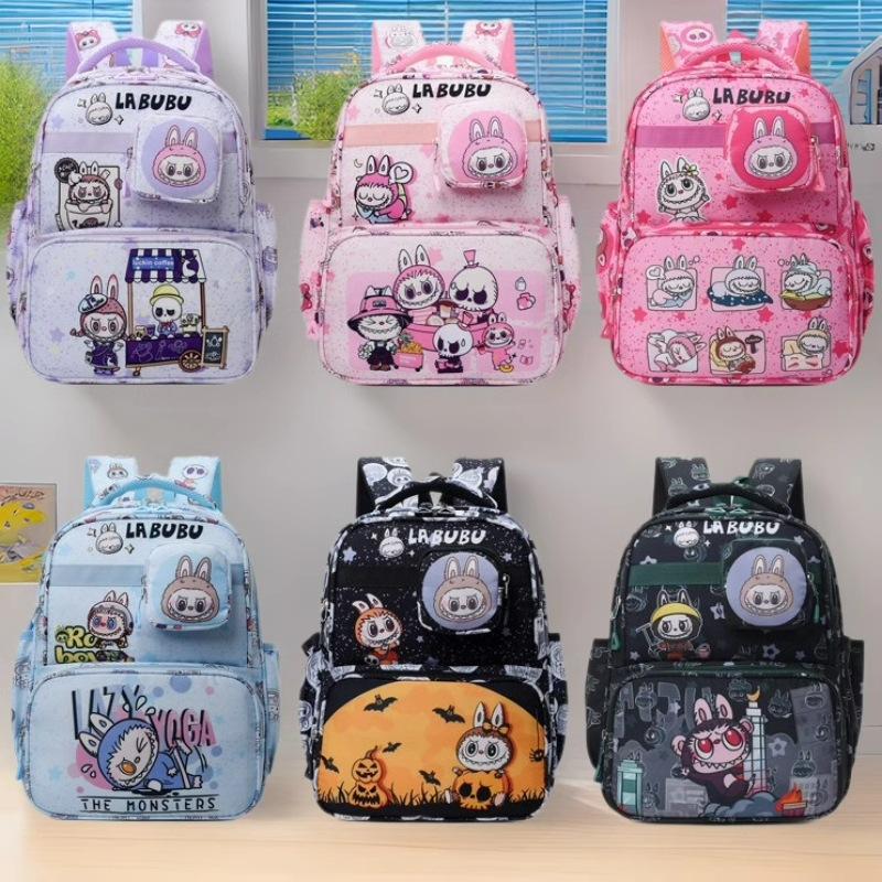 LABUBU Školní taška Školní batoh Lehký Snížení zátěže Ochrana zad a Velkokapacitní Dětský školní batoh pro 1.-6. třídu