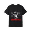 White T-Shirt Born From Pain Graphic Print with Helmet and Stars Design for Casual Wear