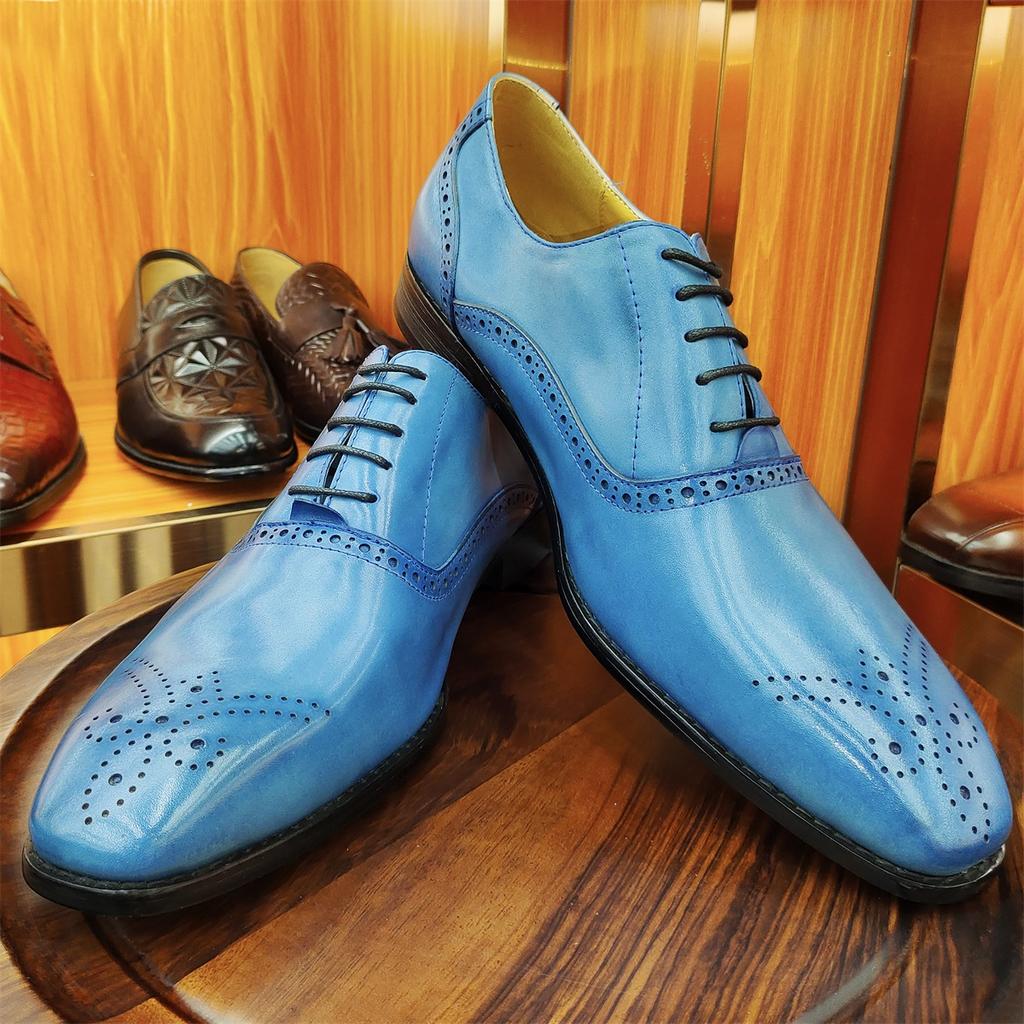 Fashion Italian Style Genuine Leather Mens Brogues Dress Shoes Handmade Comfortable Wedding Party Shoes for Men Size 46 Autumn 2025