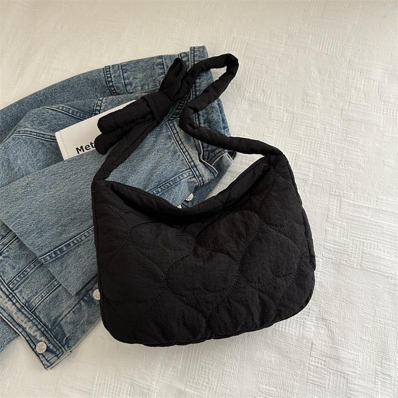 Large Capacity Rhombus Embroidery Thread Cotton Clothing Bag New Dumpling Bag Casual Shoulder Bag Messenger Bag