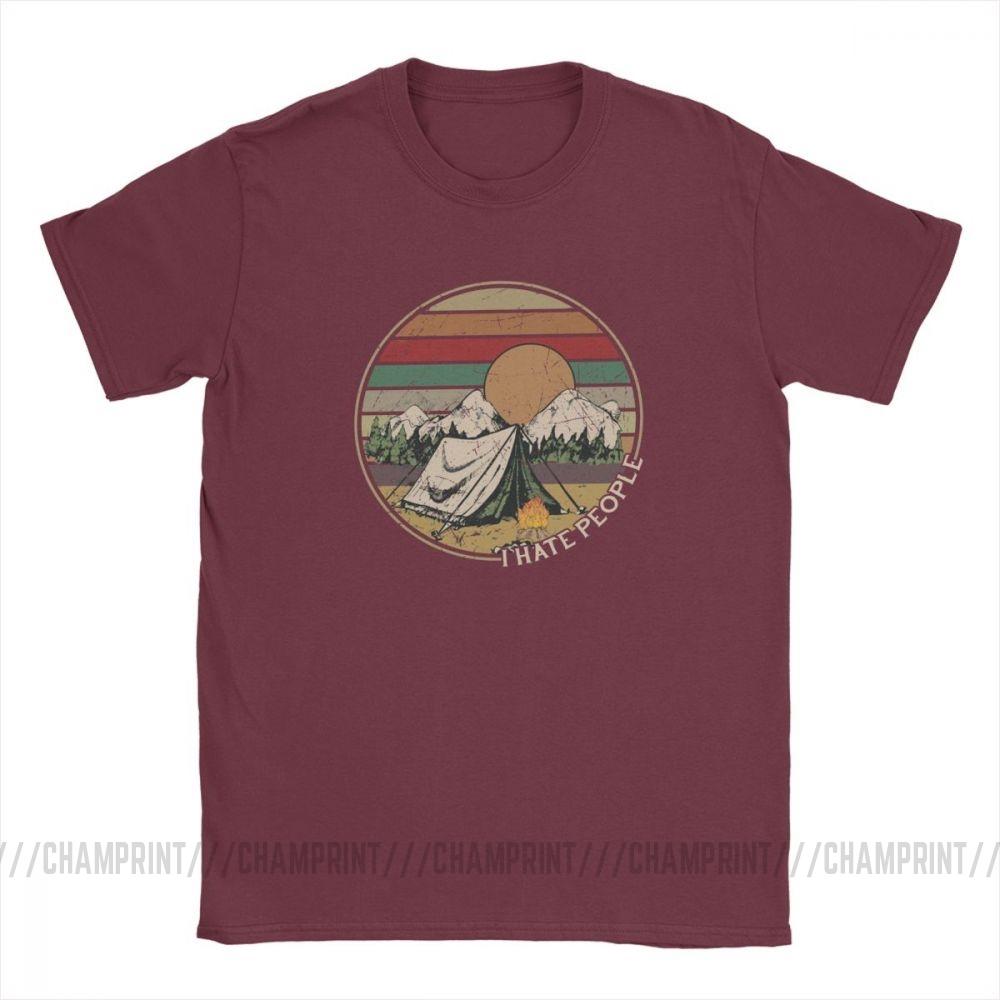 Love Camping I Hate People Vintage Funny T Shirts For Men Camping Hiking Short Sleeve Tops