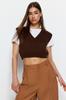 Women's Fashion Stylish Sweater Stone Crop V-Neck Knitwear Sweater