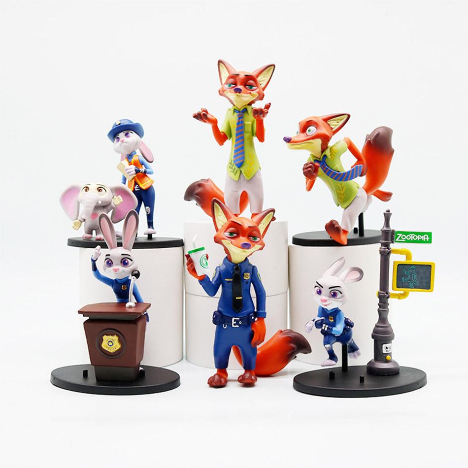 6-Pack Zootopia Action Figures Ornaments Creative Desktop Decor Mini Car Accessories Healing Home Small Statues
