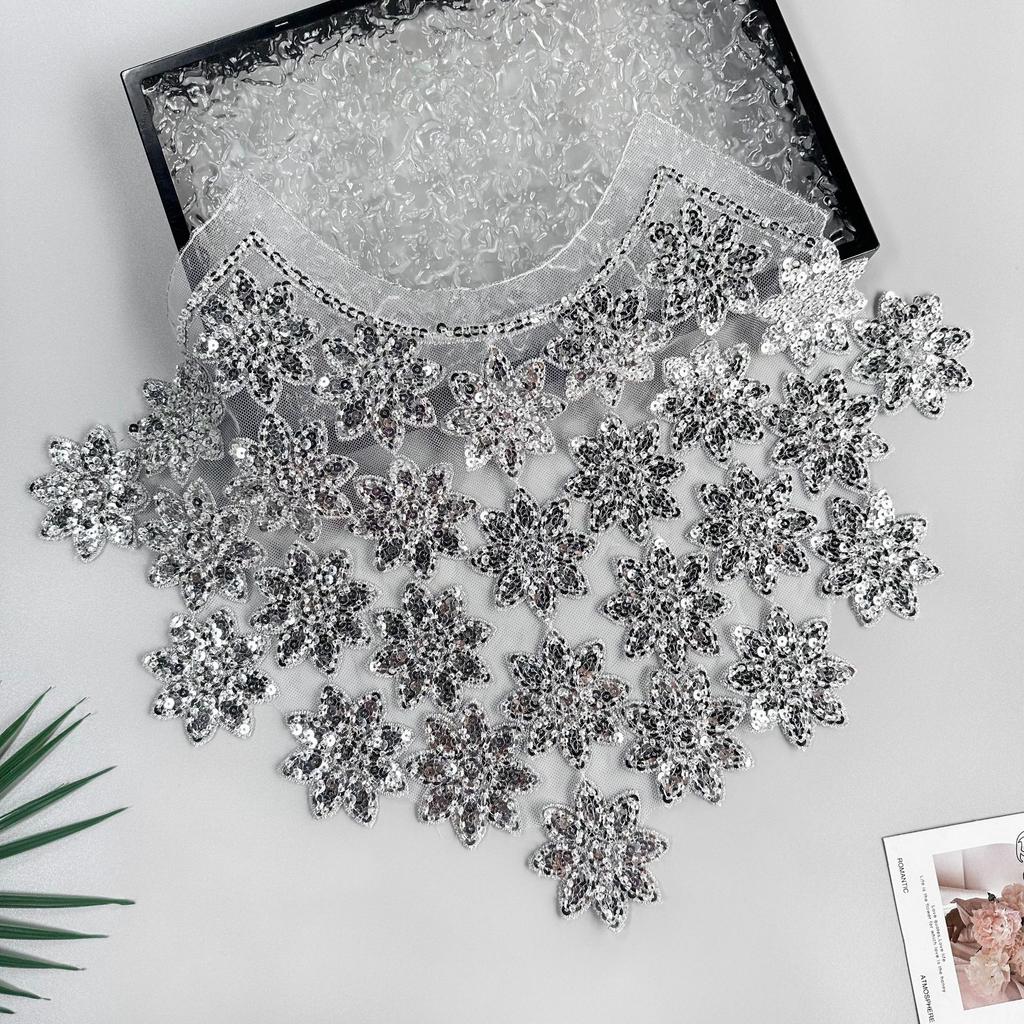 Exquisite Schwerindustrie Stern Pailletten Dekorative Stoffaufkleber Kleidung Kleid Performance-Kleidung Hochzeitsaccessoires Vorderkragen Stoffaufkleber