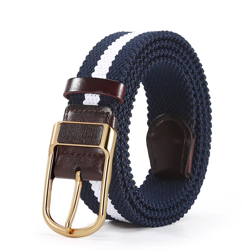 Men'S Elastic Belt Women'S Nylon Elastic Pin Buckle Casual Leather Woven Belt