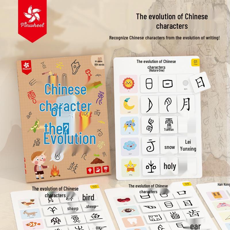 Pinwheel Chinese Character Evolution Literacy Cards for Early Education